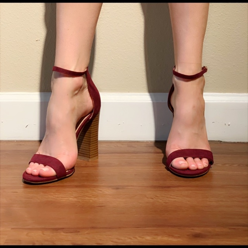 Maroon block heel